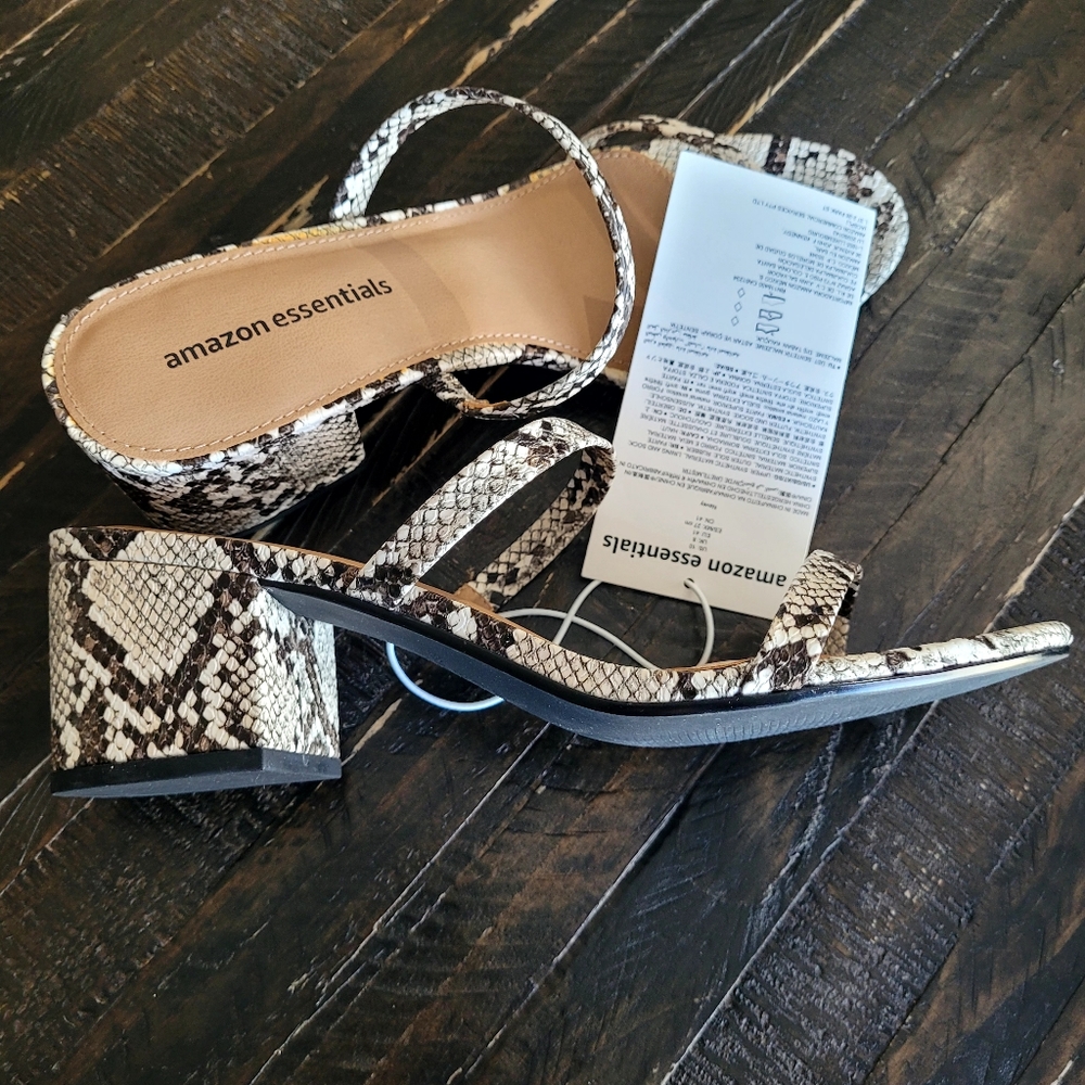 Amazon Essentials Thin Two Strap White Snake Heel… - image 5